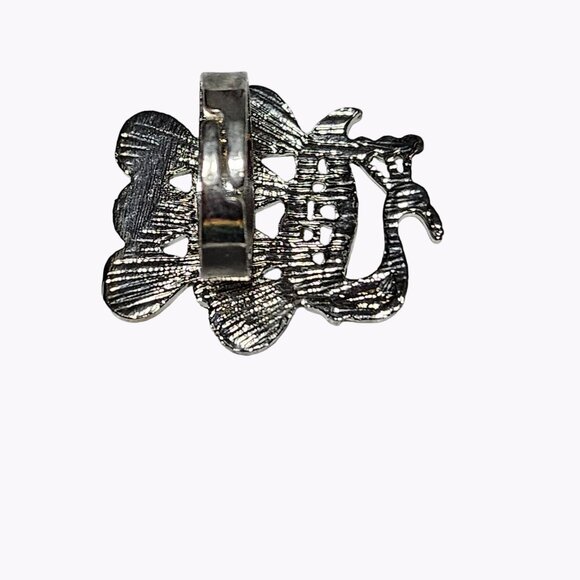 Elegant Peacock Green Rhinestone Silver Tone Ring Statement Fashion Jewelry - Picture 3 of 4